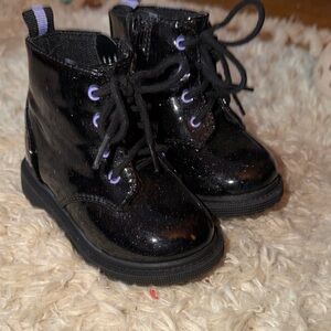 Black Glitter Kids Boots